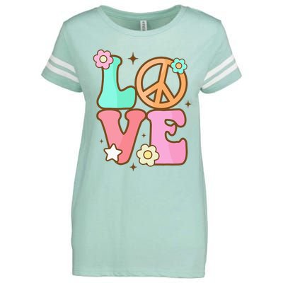 Peace Sign Love 60s 70s Costume Groovy Hippie Theme Party Enza Ladies Jersey Football T-Shirt