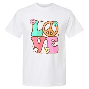 Peace Sign Love 60s 70s Costume Groovy Hippie Theme Party Garment-Dyed Heavyweight T-Shirt