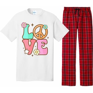 Peace Sign Love 60s 70s Costume Groovy Hippie Theme Party Pajama Set