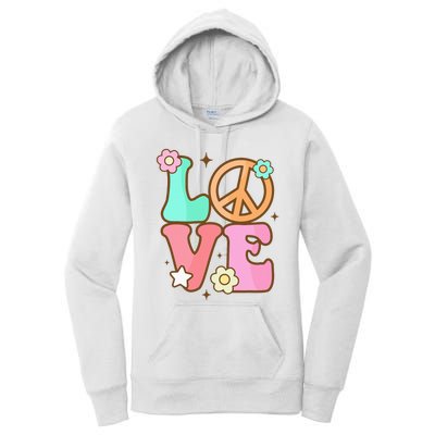 Peace Sign Love 60s 70s Costume Groovy Hippie Theme Party Women's Pullover Hoodie