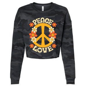 Peace Sign Love 60s 70s Costume 70 Theme Party Groovy Hippie Cropped Pullover Crew