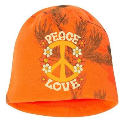 Peace Sign Love 60s 70s Costume 70 Theme Party Groovy Hippie Kati - Camo Knit Beanie