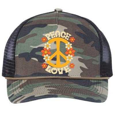 Peace Sign Love 60s 70s Costume 70 Theme Party Groovy Hippie Retro Rope Trucker Hat Cap