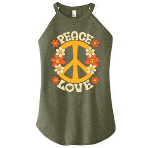 Peace Sign Love 60s 70s Costume 70 Theme Party Groovy Hippie Women's Perfect Tri Rocker Tank