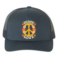 Peace Sign Love 60s 70s Costume 70 Theme Party Groovy Hippie Yupoong Adult 5-Panel Trucker Hat