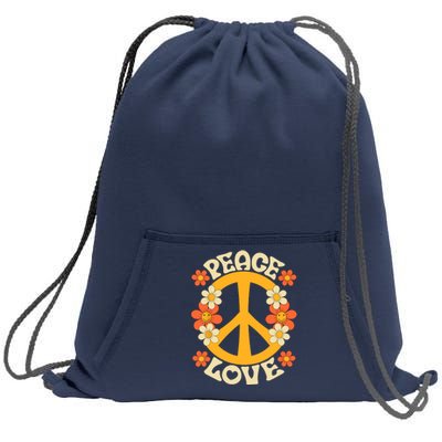 Peace Sign Love 60s 70s Costume 70 Theme Party Groovy Hippie Sweatshirt Cinch Pack Bag