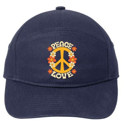 Peace Sign Love 60s 70s Costume 70 Theme Party Groovy Hippie 7-Panel Snapback Hat