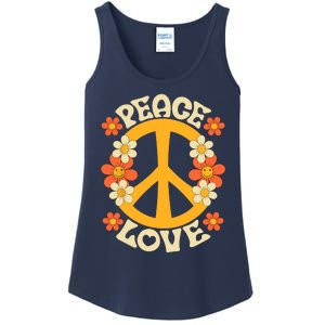 Peace Sign Love 60s 70s Costume 70 Theme Party Groovy Hippie Ladies Essential Tank