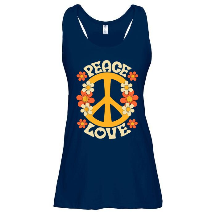 Peace Sign Love 60s 70s Costume 70 Theme Party Groovy Hippie Ladies Essential Flowy Tank