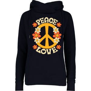 Peace Sign Love 60s 70s Costume 70 Theme Party Groovy Hippie Womens Funnel Neck Pullover Hood