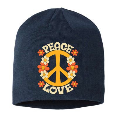 Peace Sign Love 60s 70s Costume 70 Theme Party Groovy Hippie Sustainable Beanie