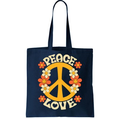 Peace Sign Love 60s 70s Costume 70 Theme Party Groovy Hippie Tote Bag