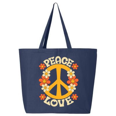 Peace Sign Love 60s 70s Costume 70 Theme Party Groovy Hippie 25L Jumbo Tote