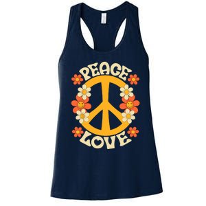 Peace Sign Love 60s 70s Costume 70 Theme Party Groovy Hippie Women's Racerback Tank