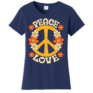 Peace Sign Love 60s 70s Costume 70 Theme Party Groovy Hippie Women's T-Shirt