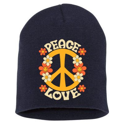 Peace Sign Love 60s 70s Costume 70 Theme Party Groovy Hippie Short Acrylic Beanie