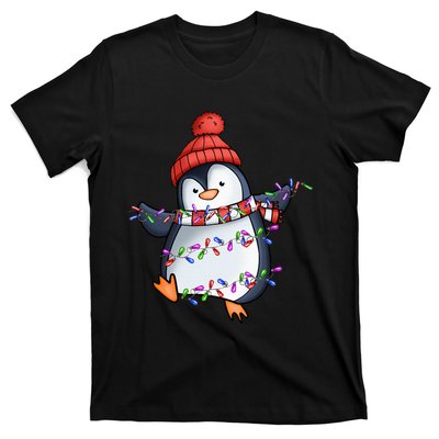 Penguin Santa Lights Christmas Pajamas Cute Penguins Xmas T-Shirt