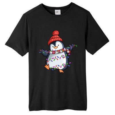 Penguin Santa Lights Christmas Pajamas Cute Penguins Xmas Tall Fusion ChromaSoft Performance T-Shirt