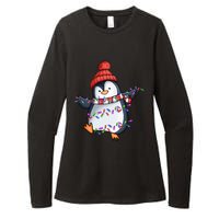 Penguin Santa Lights Christmas Pajamas Cute Penguins Xmas Womens CVC Long Sleeve Shirt