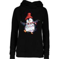 Penguin Santa Lights Christmas Pajamas Cute Penguins Xmas Womens Funnel Neck Pullover Hood