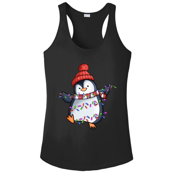 Penguin Santa Lights Christmas Pajamas Cute Penguins Xmas Ladies PosiCharge Competitor Racerback Tank