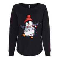 Penguin Santa Lights Christmas Pajamas Cute Penguins Xmas Womens California Wash Sweatshirt