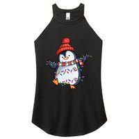 Penguin Santa Lights Christmas Pajamas Cute Penguins Xmas Women's Perfect Tri Rocker Tank