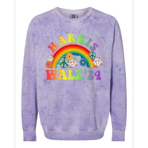 Peace Sign Love 60s 70s Tie Dye Harris Waltz 2024 Colorblast Crewneck Sweatshirt