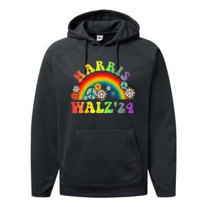 Peace Sign Love 60s 70s Tie Dye Harris Waltz 2024 Performance Fleece Hoodie