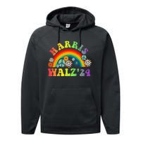 Peace Sign Love 60s 70s Tie Dye Harris Waltz 2024 Performance Fleece Hoodie