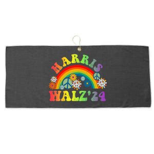 Peace Sign Love 60s 70s Tie Dye Harris Waltz 2024 Large Microfiber Waffle Golf Towel