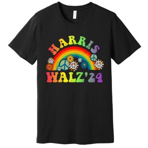 Peace Sign Love 60s 70s Tie Dye Harris Waltz 2024 Premium T-Shirt