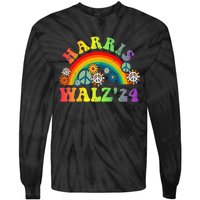 Peace Sign Love 60s 70s Tie Dye Harris Waltz 2024 Tie-Dye Long Sleeve Shirt