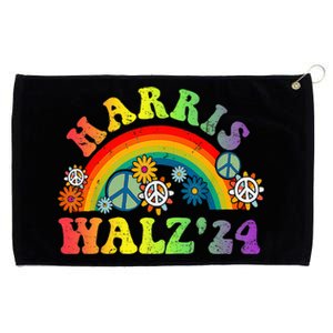 Peace Sign Love 60s 70s Tie Dye Harris Waltz 2024 Grommeted Golf Towel