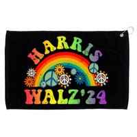 Peace Sign Love 60s 70s Tie Dye Harris Waltz 2024 Grommeted Golf Towel