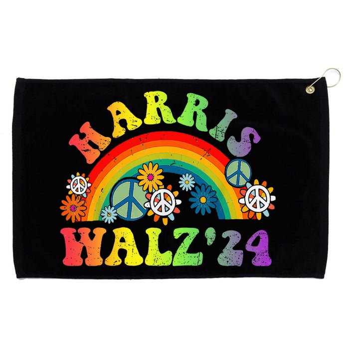 Peace Sign Love 60s 70s Tie Dye Harris Waltz 2024 Grommeted Golf Towel