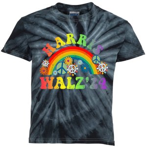 Peace Sign Love 60s 70s Tie Dye Harris Waltz 2024 Kids Tie-Dye T-Shirt