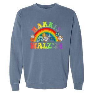 Peace Sign Love 60s 70s Tie Dye Harris Waltz 2024 Garment-Dyed Sweatshirt