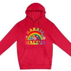 Peace Sign Love 60s 70s Tie Dye Harris Waltz 2024 Premium Pullover Hoodie