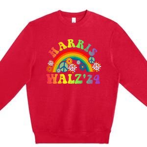 Peace Sign Love 60s 70s Tie Dye Harris Waltz 2024 Premium Crewneck Sweatshirt