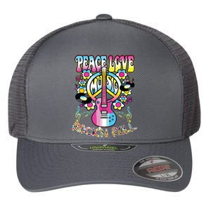 Peace Sign Love 60s 70s Tie Dye Hippie Costume Flexfit Unipanel Trucker Cap