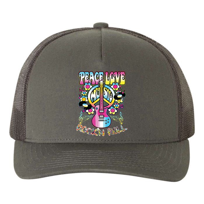 Peace Sign Love 60s 70s Tie Dye Hippie Costume Yupoong Adult 5-Panel Trucker Hat