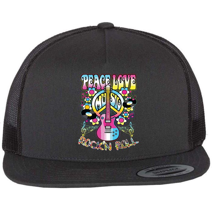 Peace Sign Love 60s 70s Tie Dye Hippie Costume Flat Bill Trucker Hat