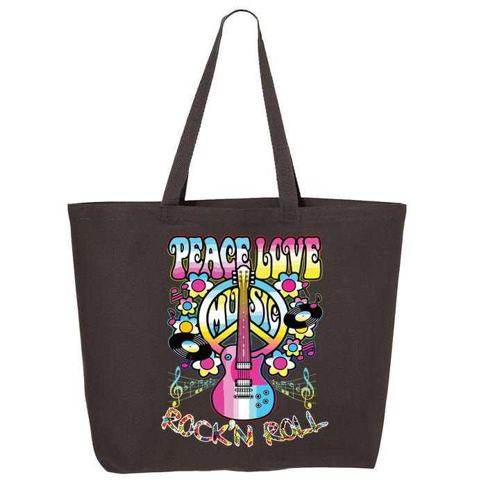 Peace Sign Love 60s 70s Tie Dye Hippie Costume 25L Jumbo Tote