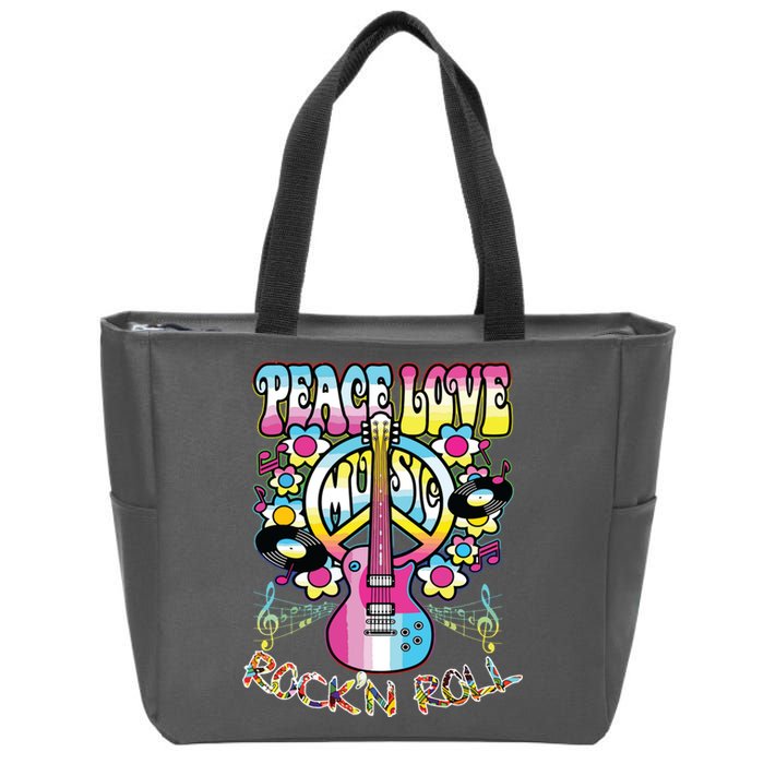 Peace Sign Love 60s 70s Tie Dye Hippie Costume Zip Tote Bag