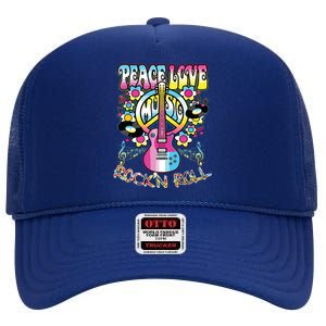 Peace Sign Love 60s 70s Tie Dye Hippie Costume High Crown Mesh Back Trucker Hat