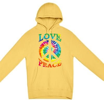 Peace Sign Love Retro 60S 70S Tie Dye Hippie Costume Premium Pullover Hoodie