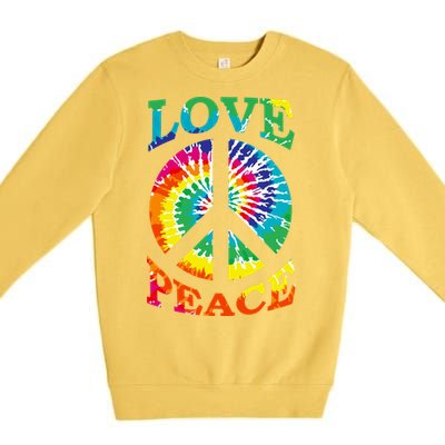 Peace Sign Love Retro 60S 70S Tie Dye Hippie Costume Premium Crewneck Sweatshirt