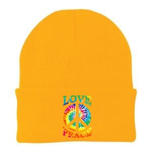 Peace Sign Love Retro 60S 70S Tie Dye Hippie Costume Knit Cap Winter Beanie