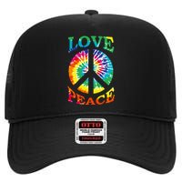 Peace Sign Love Retro 60S 70S Tie Dye Hippie Costume High Crown Mesh Back Trucker Hat